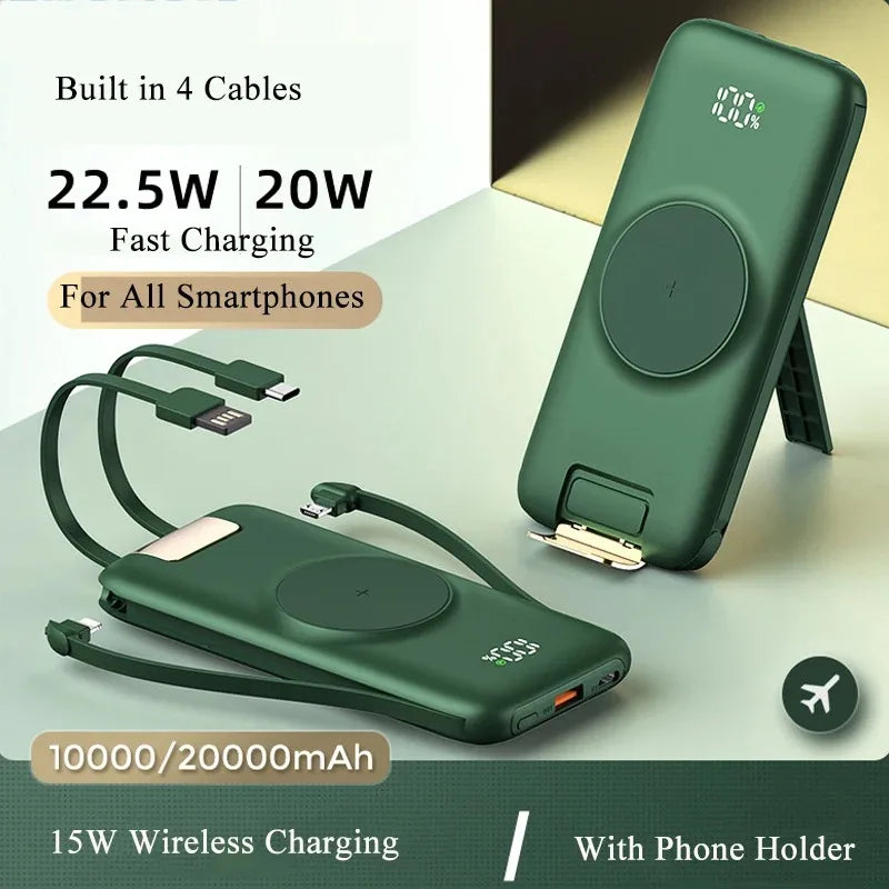20000mAh Fast Charging Power Bank with Built-in Cables by Tidesmit Tidesmit