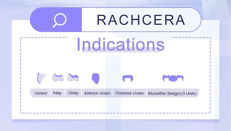 R Rachcera Lithium Disilicate C14 Dental Glass Ceramic Blocks 5Pcs/Box Veneer Inlays Crowns Material for CAD CAM Dental Lab Use