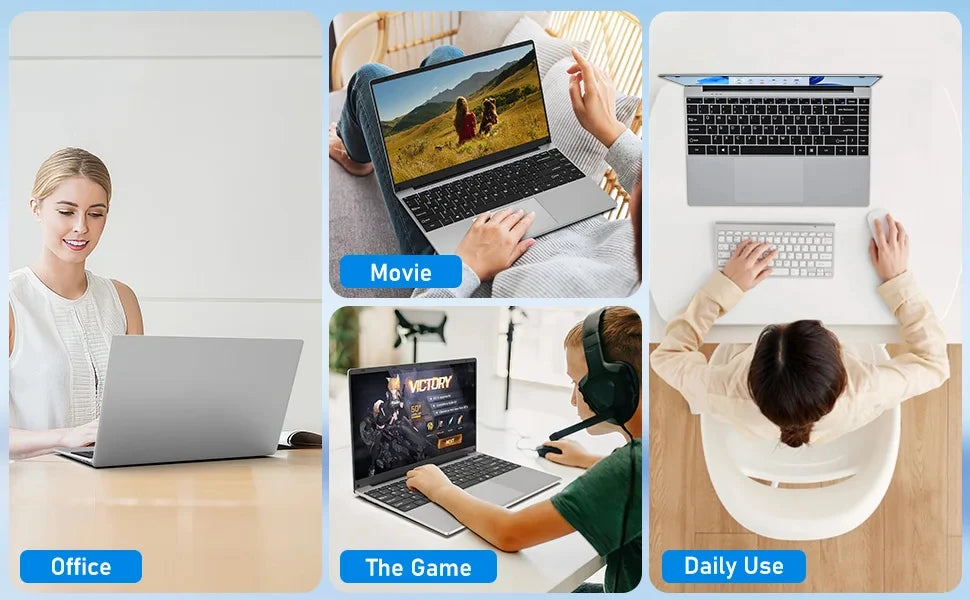2026 New 14.1" Laptop Computer Intel N150 Windows 11 Pro 16GB RAM 1TB M.2 SSD Gaming Notebook PC 1920*1080 HD Portable Laptops