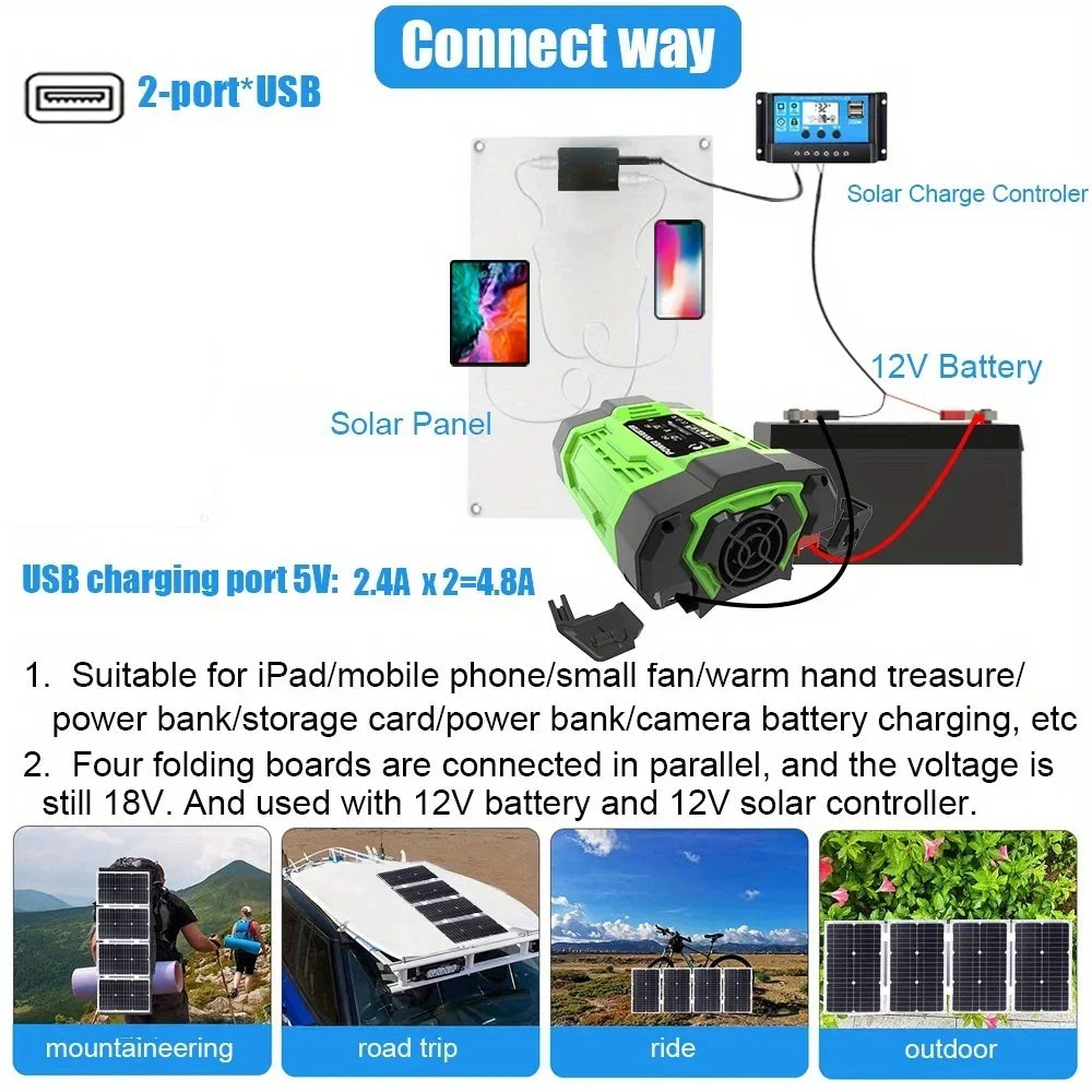 8000W Solar System Kit 12V to AC 220V/110V Inverter +600W Solar Panel +100A Controller, Suitable for Charging RVs, Cars, Laptops