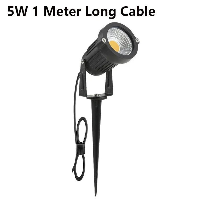 1 Meter Cable IP65 LED Landscape Spike Lamp 5W 10W Warm White Blue Spot Light for Garden Lawn AC DC12V24V 220V110V