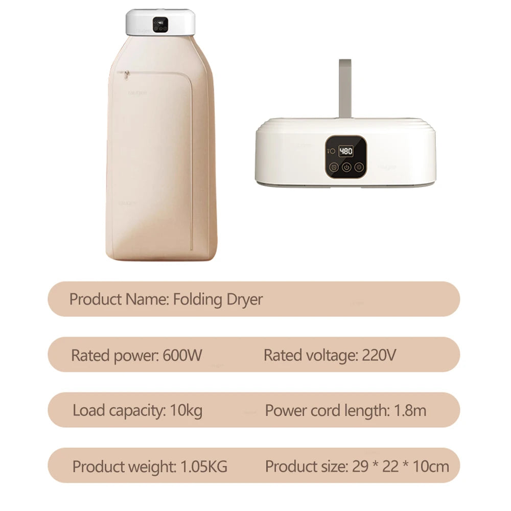 Tidesmit portable electric UV clothes dryer featuring a remote control and foldable design for easy home laundry use.