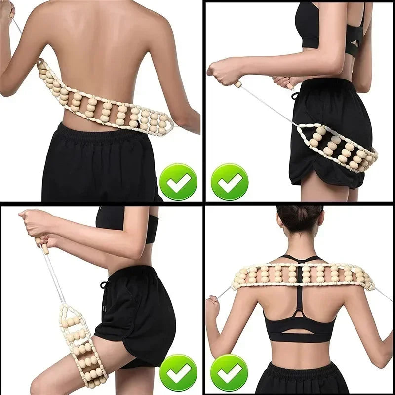 Wood Back Massage Roller Rope for Deep Tissue Pain Relief 110cm Body Shaping Massage Equipment Tidesmit