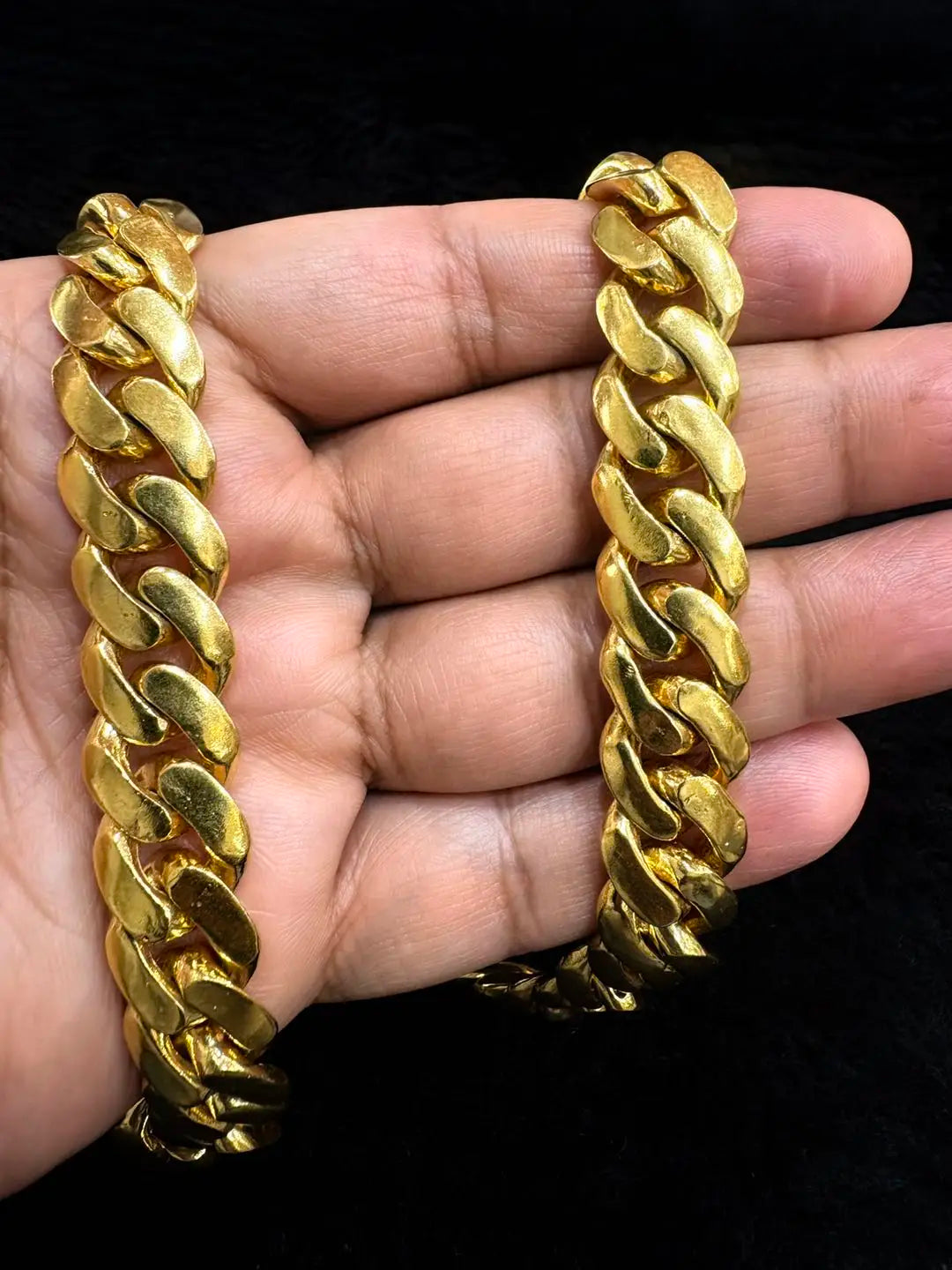 Moissanite 14K Yellow Gold Plated Vintage Tishya Diamond Women's Necklace 14mm X 28/24/22/20/18/16" Miami Link Chain Anniversary