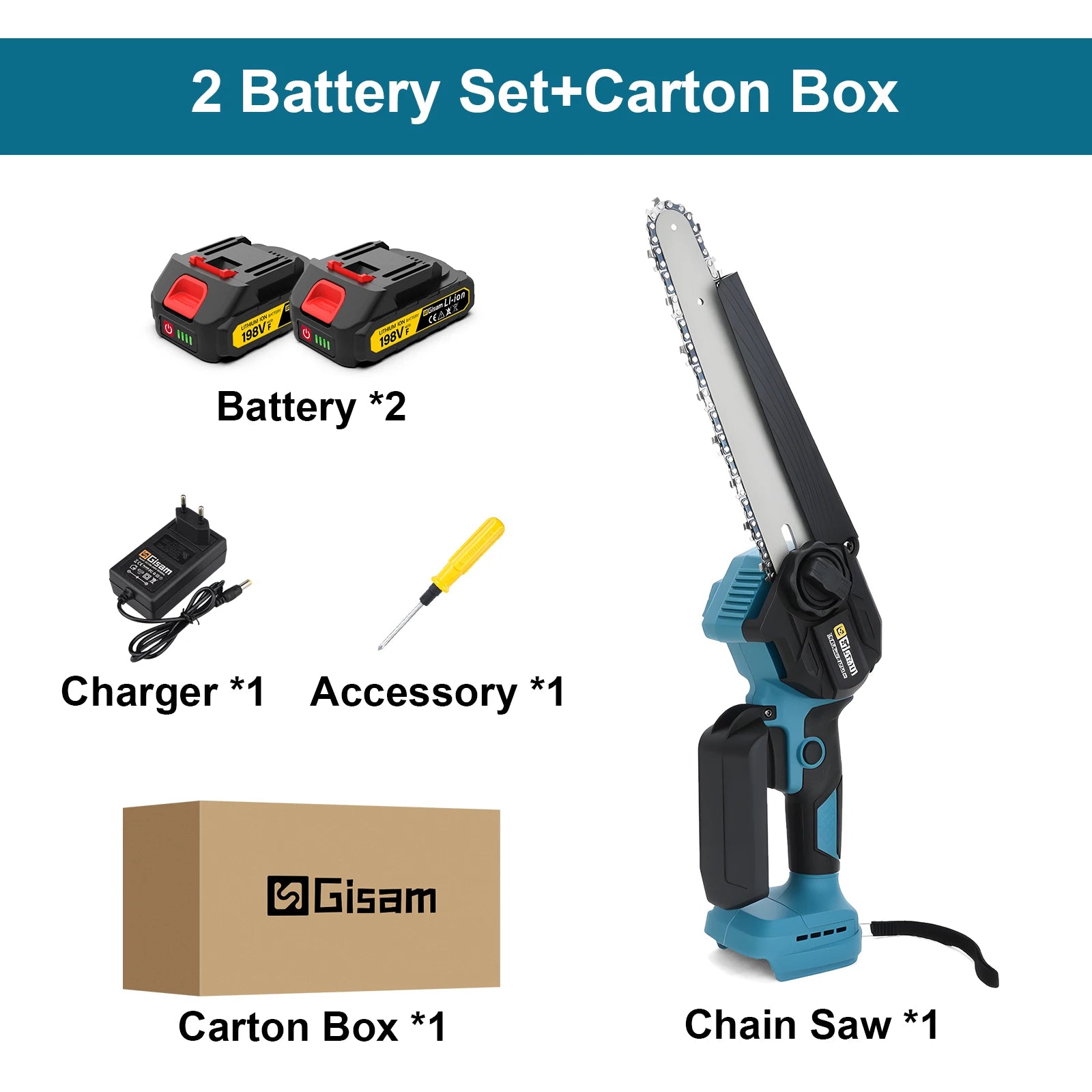 Gisam 8 Inch Brushless Electric Chainsaw Cordless Portable Electric Saw Woodworking Power Tool For makita 18v battery pins