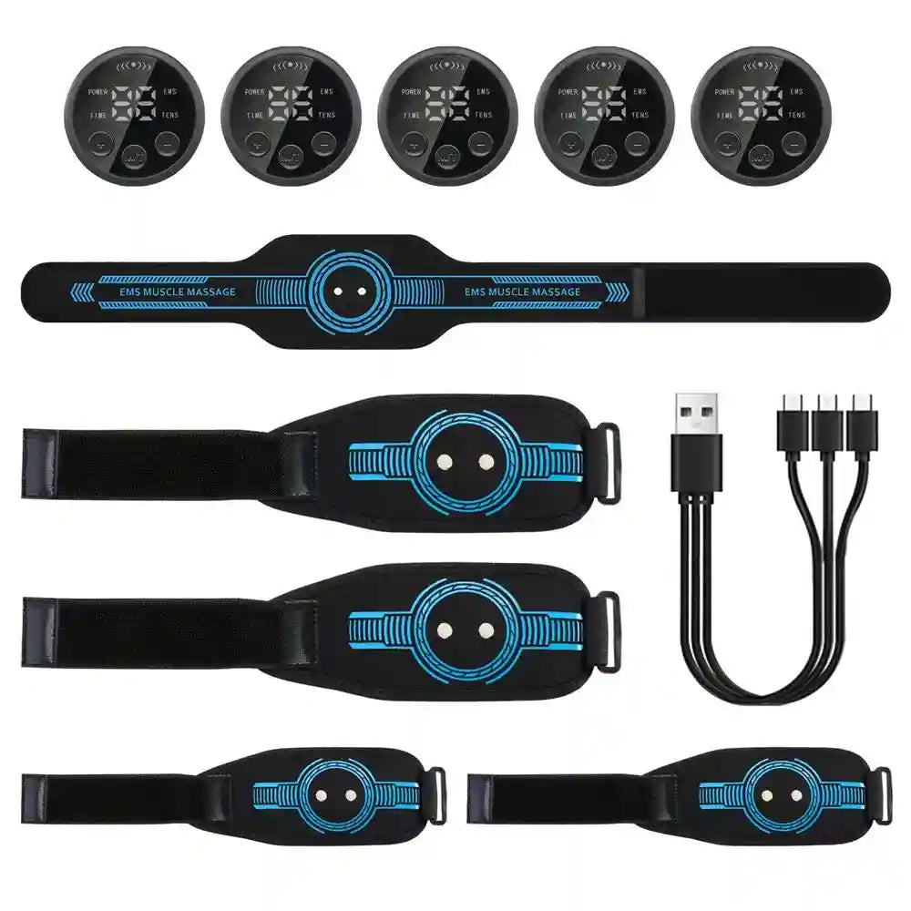 EMS Muscle Stimulator Belt | Rechargeable Electric Abdominal Trainer Massage Roller Tidesmit