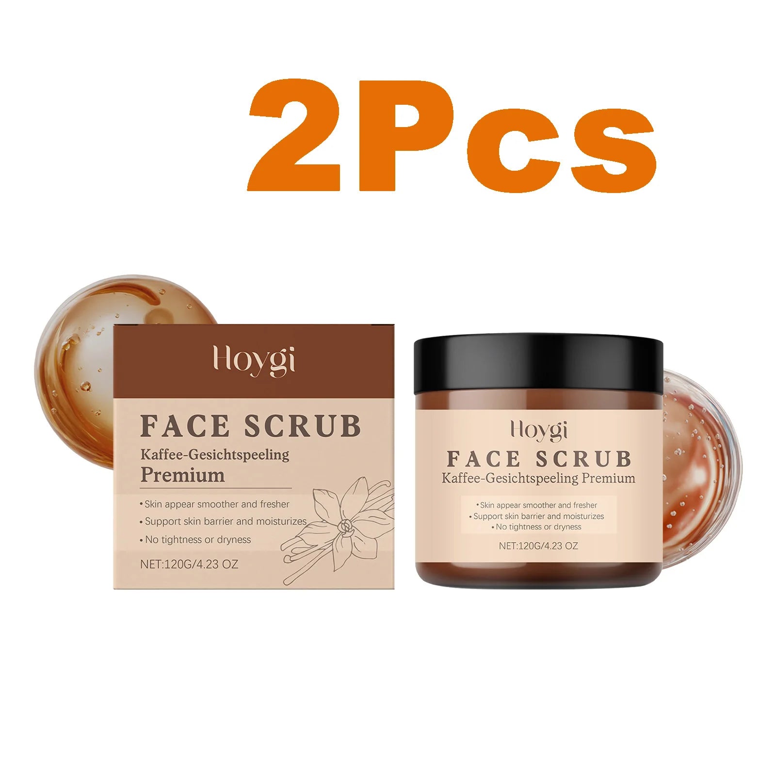 Vanilla Coffee Facial Scrub - Deep Cleansing Exfoliator (120g) Scrubs Treatments 2 x 120g Boxed Tidesmit