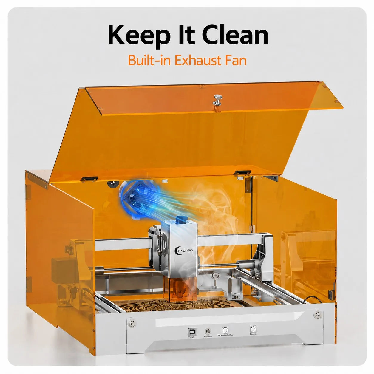 Carverall K15PRO 12W Enclosed Laser Engraver Cutter, Class 1 Safety Diode Laser Engraving Machine, A4 297x210mm, 15000mm/min, 0.01mm Precision, Free Software, DIY Crafts, Personalized Gifts, Home Workshop Small Business, Wood