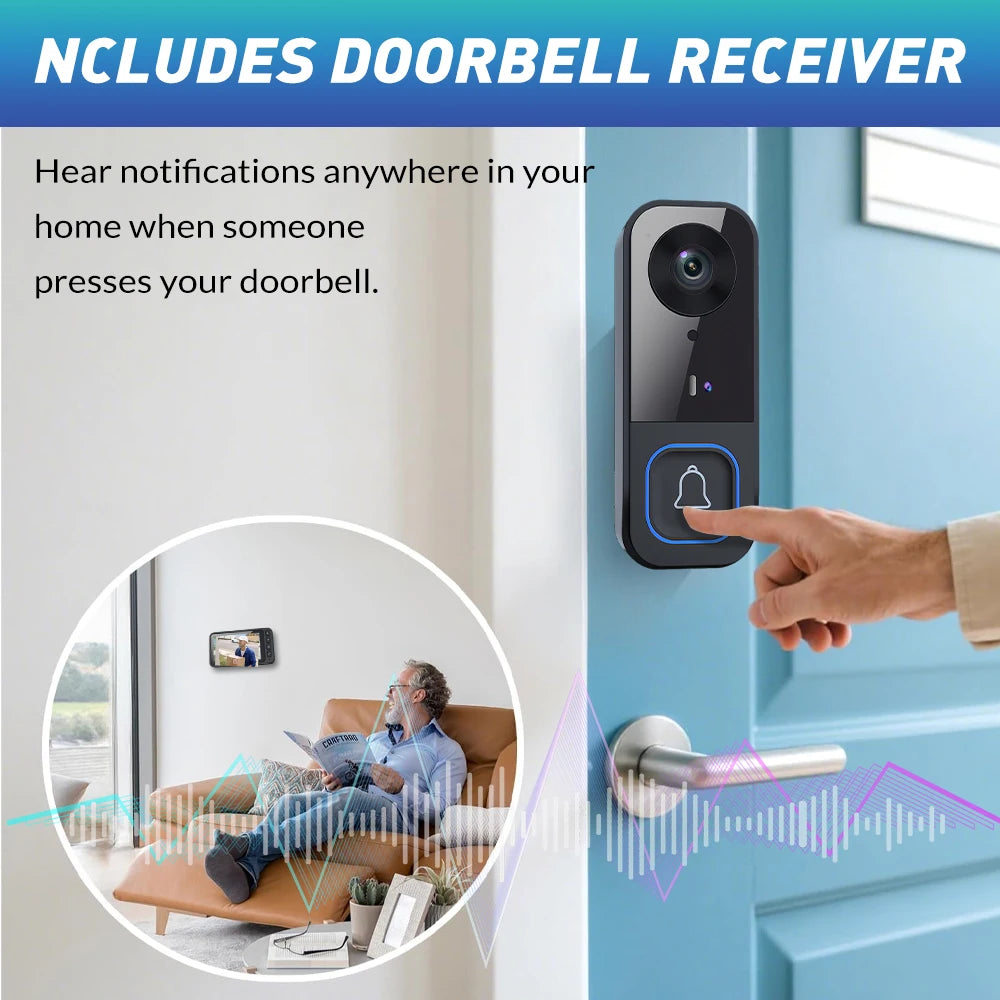 Wireless Video Doorbell with 4.5 Inch Indoor Monitor 1080P HD Two Way Audio AI Human Detection Night Vision Weatherproof Home Security Door Bell Camera Kit