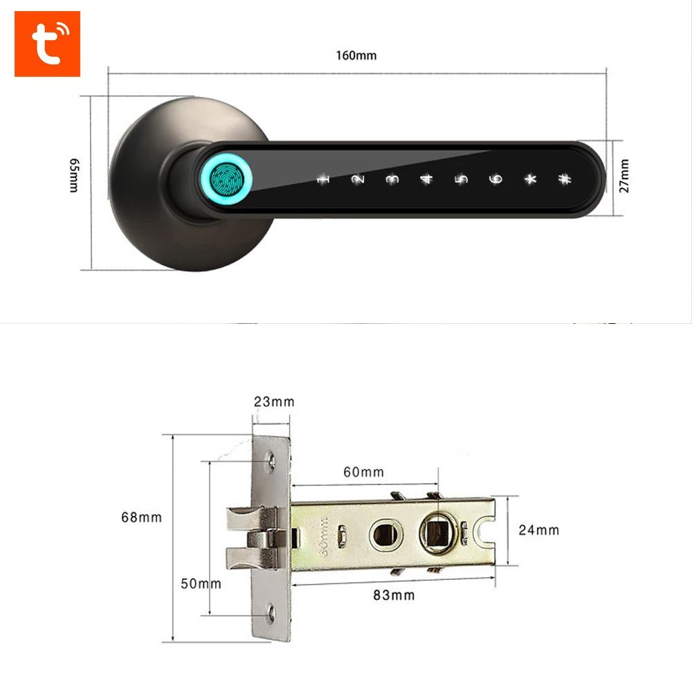 WAFU 016 Fingerprint Smart Lock Password Handle Bed Room Lock Tuya Bluetooth Password Door Lock Zine For Home Hotel