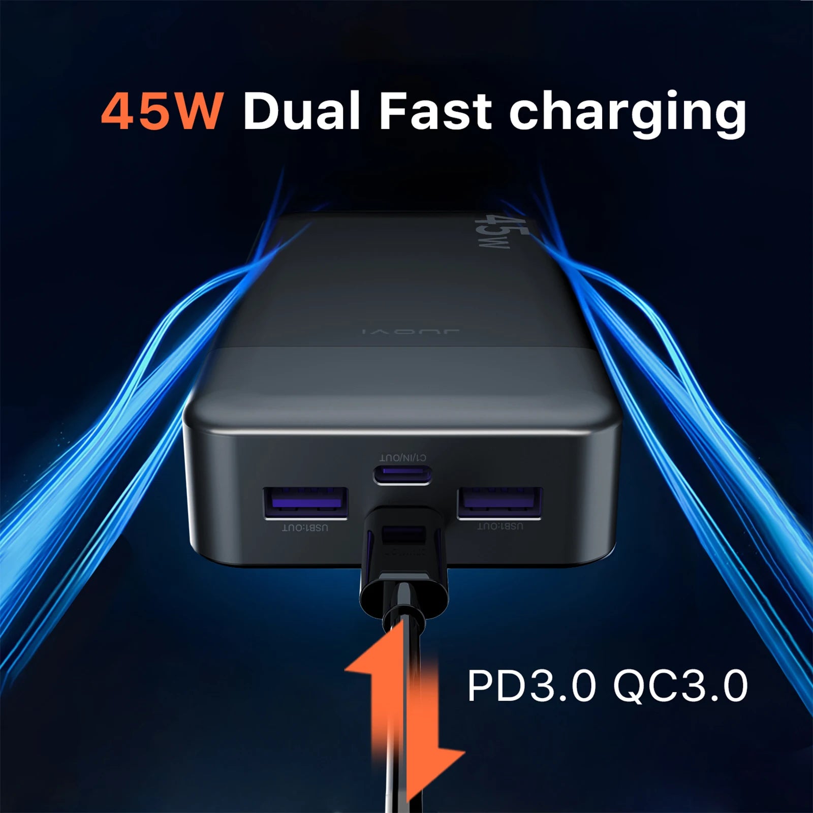 20000mAh Portable Charger - 45W Fast Charging Power Bank with LED Tidesmit