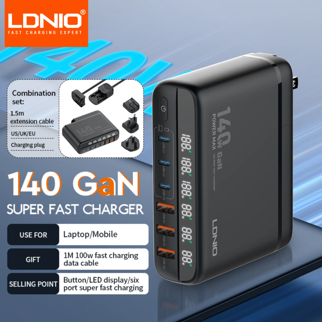 140W GaN USB-C Fast Charger for MacBook - High-Speed Power Adapter Tidesmit