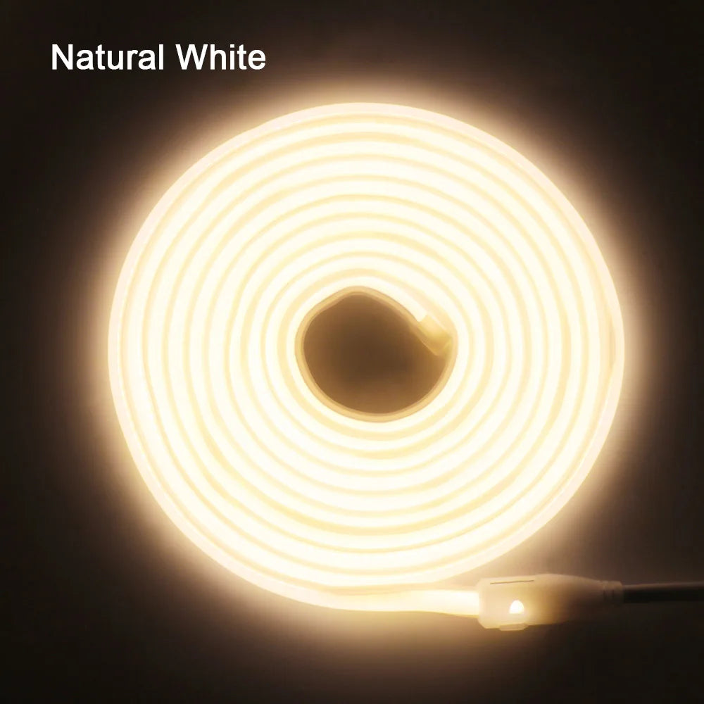 220V COB LED Neon Strip Light with Dimmer Switch Power Kit 288LED High Density Linear Lighting Waterproof Flexible Silicone Lamp