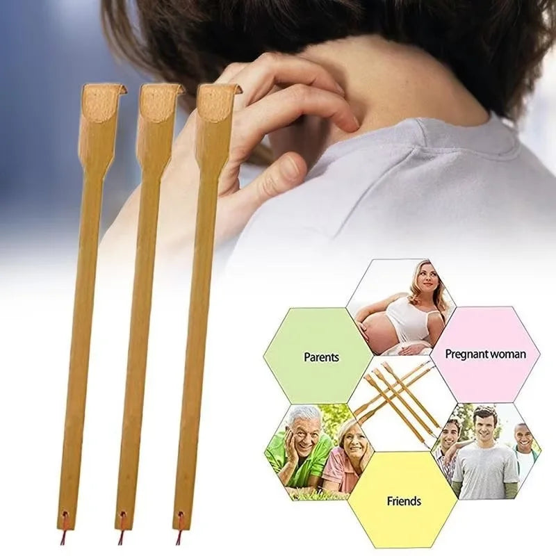 Bamboo Back Scratcher for Deep Tissue Relief - Ergonomic Long Handle Body Shaping Massage Equipment Tidesmit