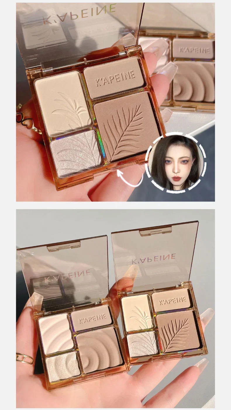 Tidesmit 4Colors matte highlighter and bronzer contour palette showing texture detail for 3D facial sculpting
