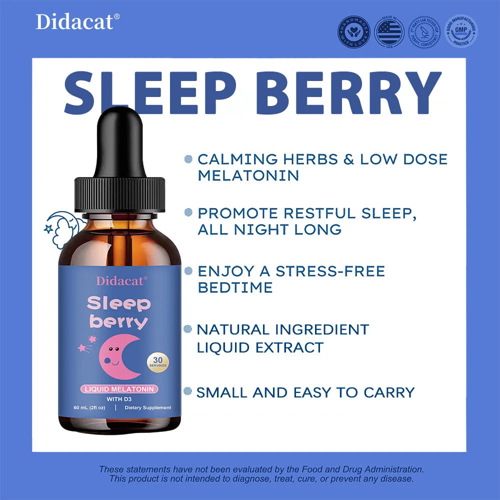 Liquid Melatonin - with Elderberry and Vitamin D - Immune System Sleep Support - Melatonin Drops
