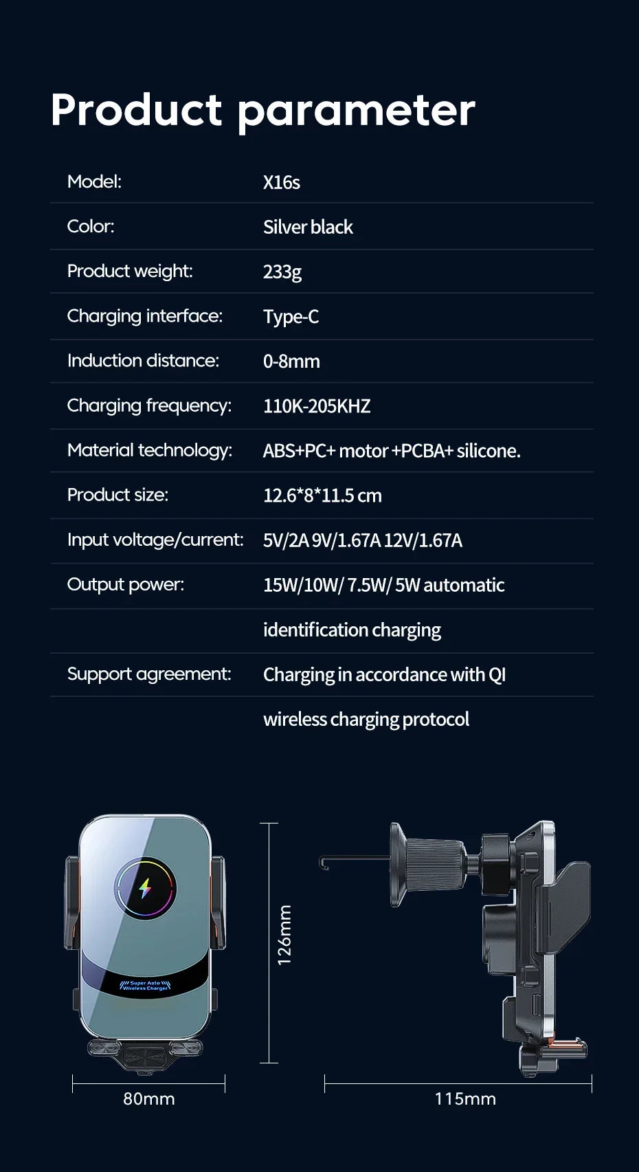 Car Air Outlet Phone Wireless Charger Air Vent GPS Holder For iPhone 16 15 14 13 12 Pro Max Samsung Xiaomi Fast Charging Station