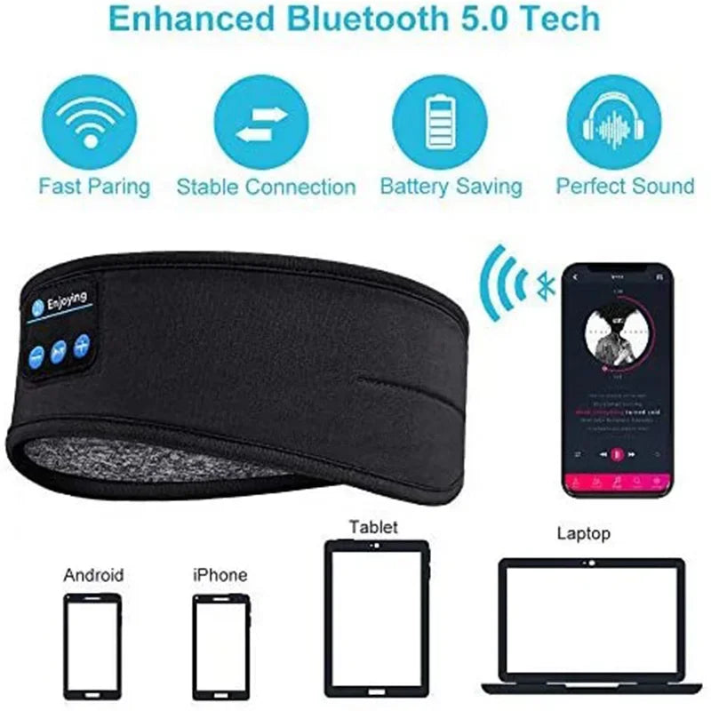 Bluetooth Sleep Headphones Headband - Comfortable Wireless Music Mask Tidesmit