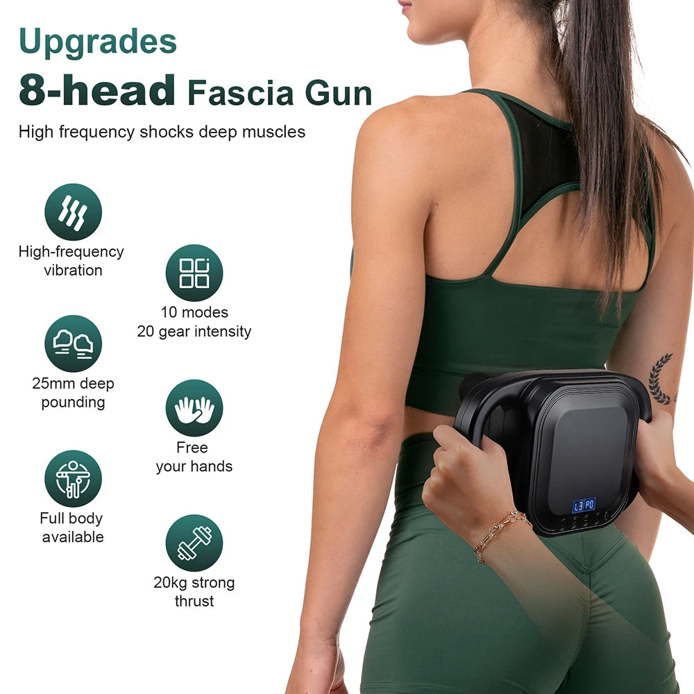 Fascia Gun Deep Tissue Massager - 8 Massage Heads | Tidesmit Fascia Gun Tidesmit