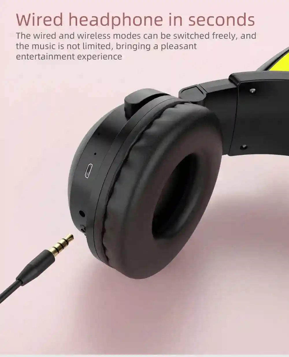 Wireless Cat Ear Headphones with RGB LED - Low Latency Audio Tidesmit