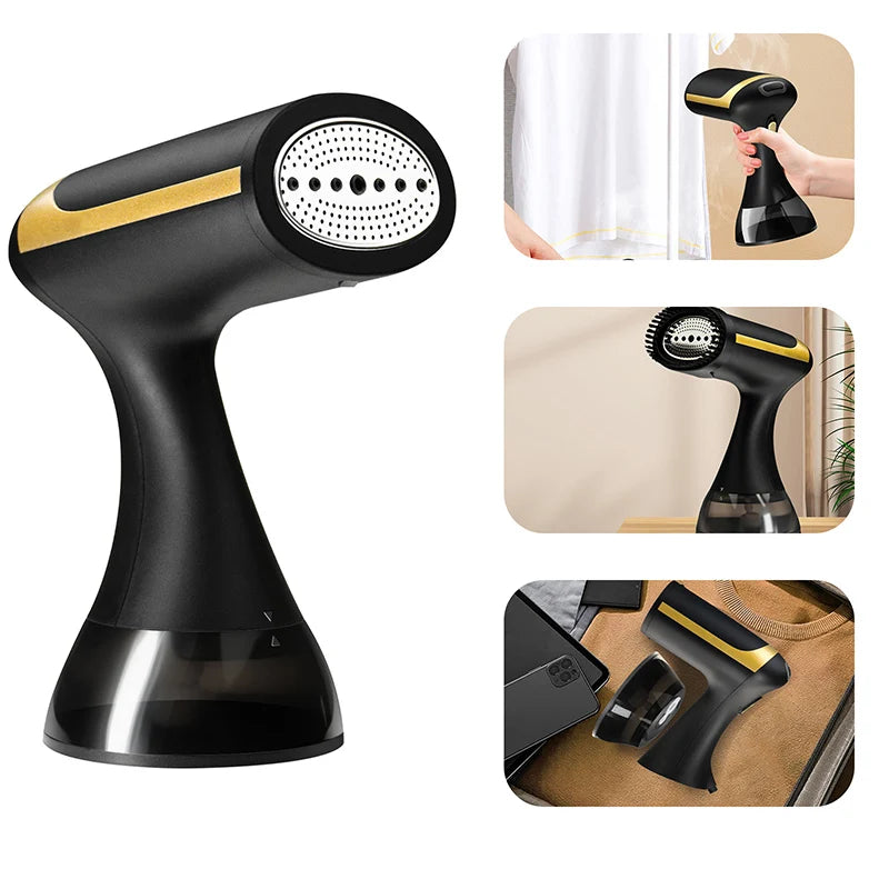 Tidesmit 1500W foldable handheld garment steamer showing compact design and water tank for travel fabric care