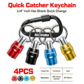 Geinxurn Keychain Bit Holders Set,1/4" Hex Shank Bit Holder, Premium Aluminum Construction,Compact Keyring Design for Easy Carry