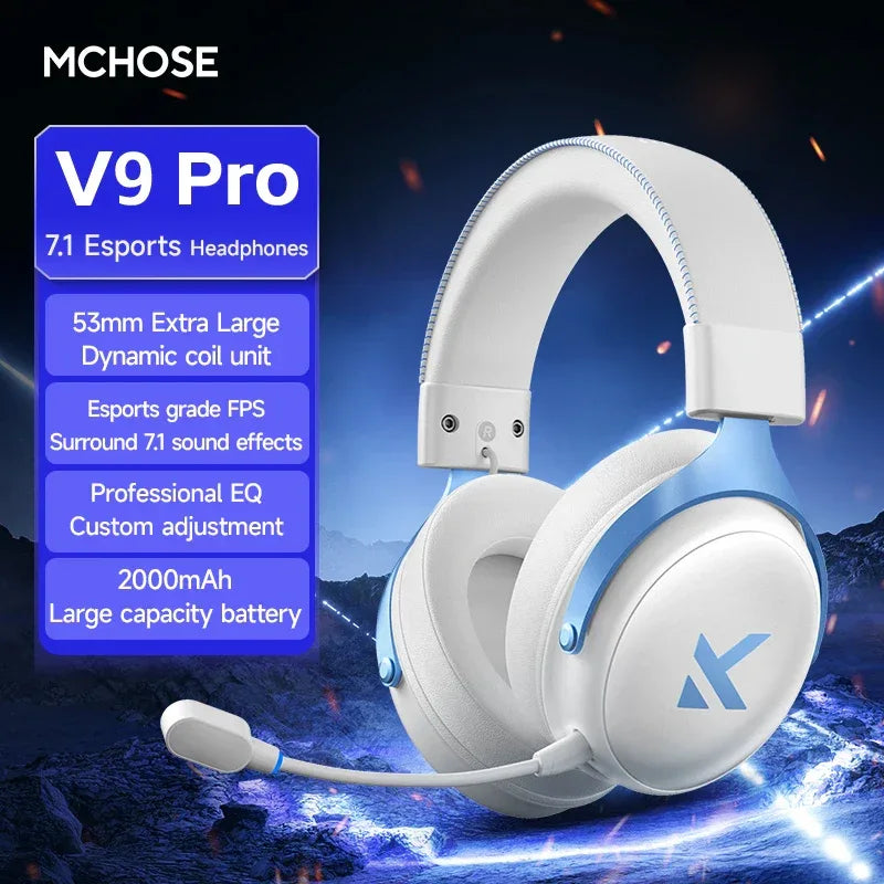 Wireless Gaming Headset V9 Pro - 7.1 Surround Sound Over-Ear Headphones V9Pro-Bule China Mainland Tidesmit