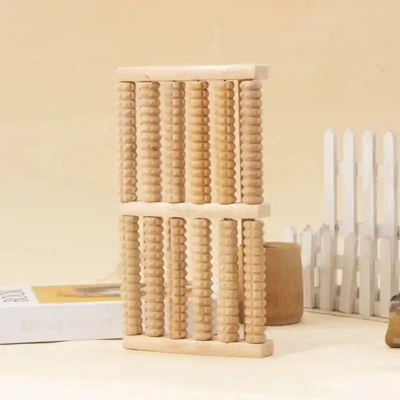 Wooden Foot Massager Roller for Reflexology and Home Stress Relief Relaxation Treatment Tidesmit