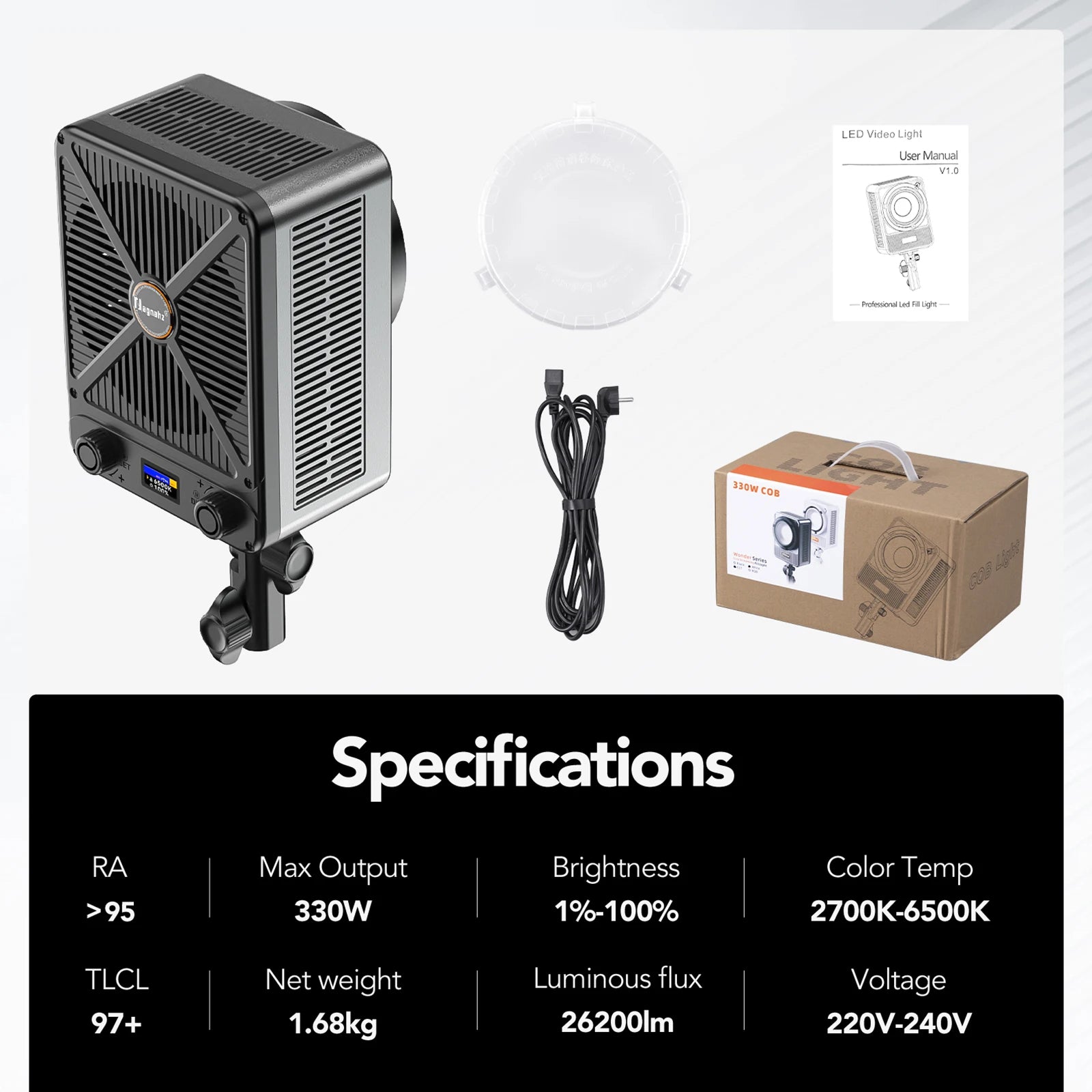 330W LED Video Light Studio Spotlight - Bowens Mount NA330 Pro Tidesmit