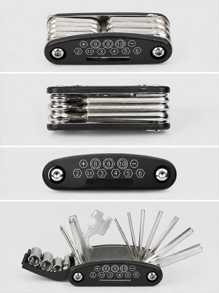 16 in 1 Folding Multi Tool Set Combination Screwdriver with Hex Keys for Motorcycle E-Bike Bicycle Repair