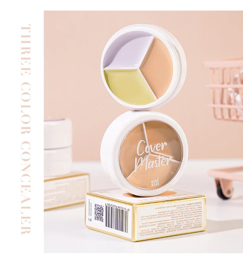 Tidesmit 3 color concealer palette showing high coverage shade swatches for dark circles and green contouring