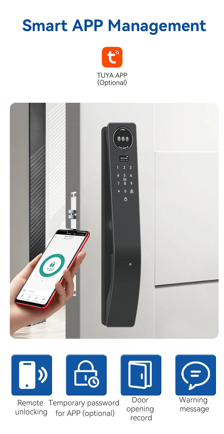 Smart Door Lock Tuya Wifi Smart Fingerprint Cerradura Inteligente Digital Safe Door With Camera Lock For Home
