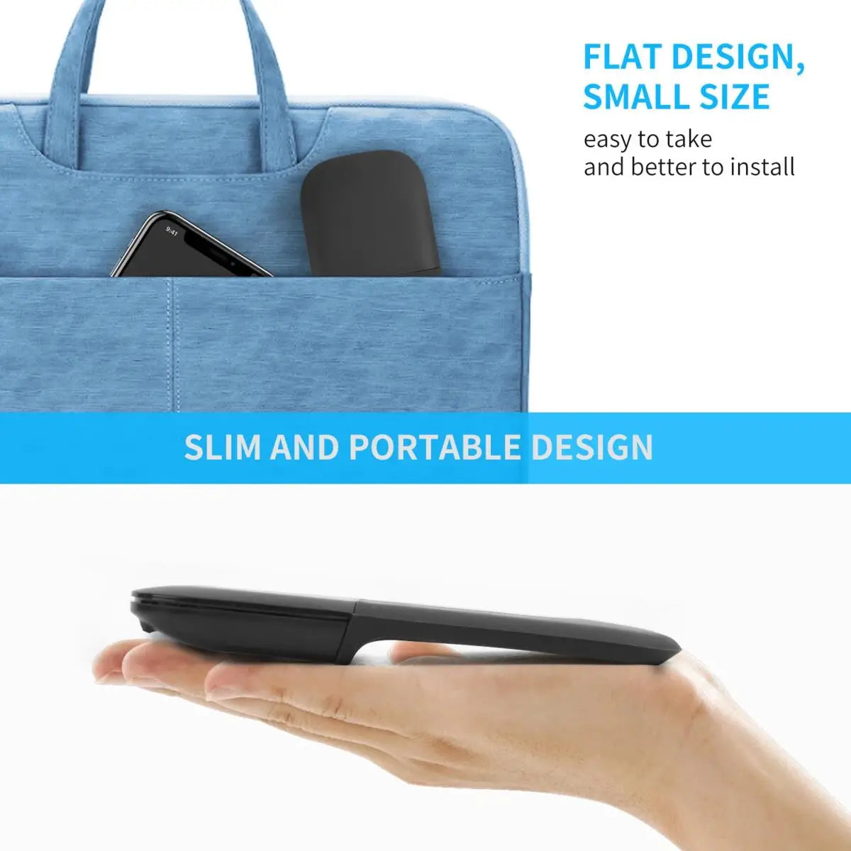 Foldable ARC Touch Wireless Mouse Bluetooth/2.4G Silent Ergonomic Slim Portable Mice for Computer iPad Surface Mac Mobile Office