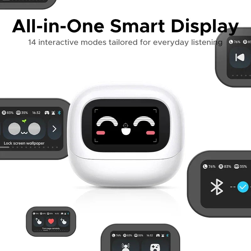 Tidesmit Wireless Earbuds with Smart LCD Screen Case - Black Tidesmit