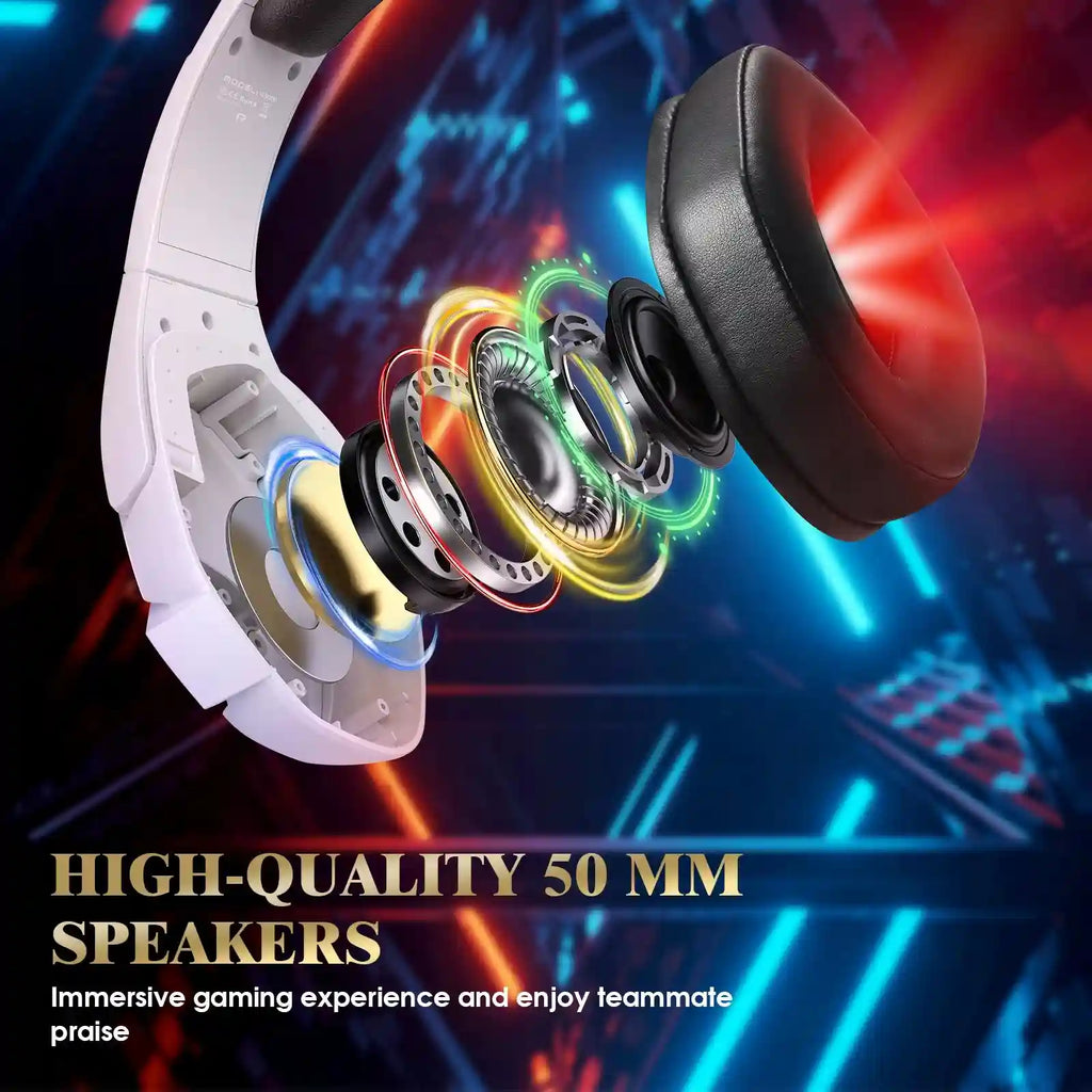 Gaming Headset G3000 White: Low Latency Over-Ear PC & PS5 Audio Tidesmit