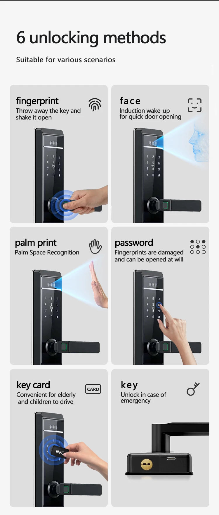 Camera Palm Vein Smart Fingerprint Lock  3D Face Recognition Fingerprint Password Smart Door Lock