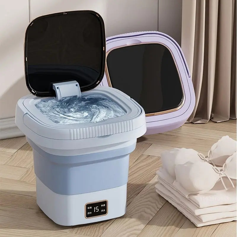 Tidesmit 9L foldable mini washing machine with LCD display and spin dryer showing compact laundry centrifuge features