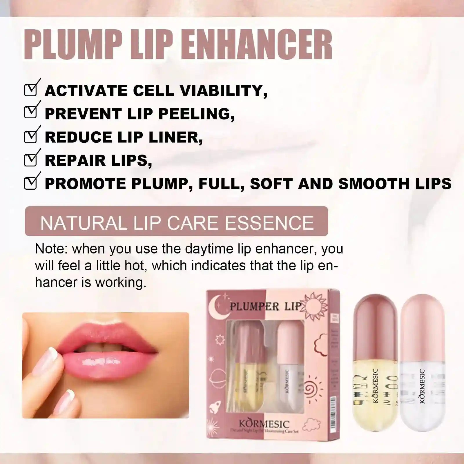 Lip Plumper Serum Instant Volume Hydrating Gloss - 8ml Cruelty-Free Lip Care Tidesmit