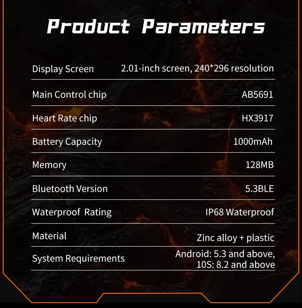 Official Transformers Men Military Smartwatch 1000mAh Big Battery 2.01" HD AMOLED Display Bluetooth Call Waterproof Smart Watch