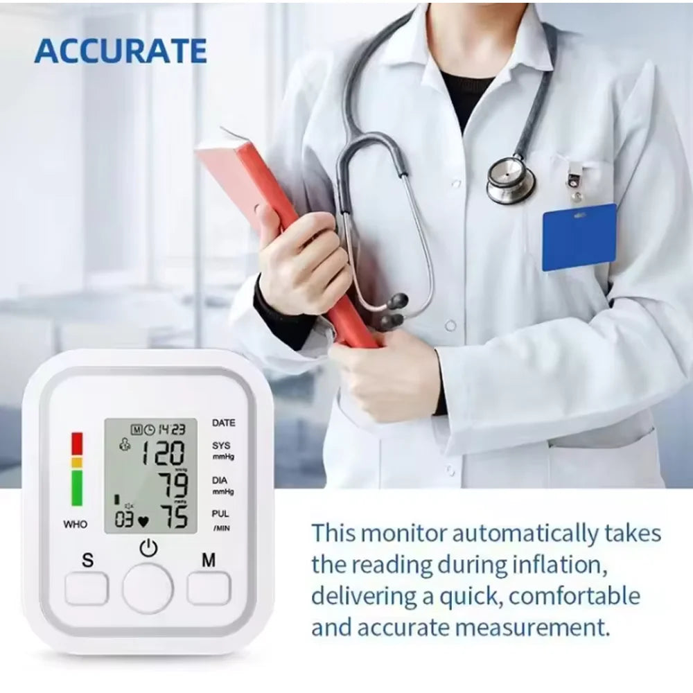 Arm Blood Pressure Monitor Pressure Sensor Monitor BP Equipment Automatic Tonometer Digital Tensiometer LED Display Arm Cuff