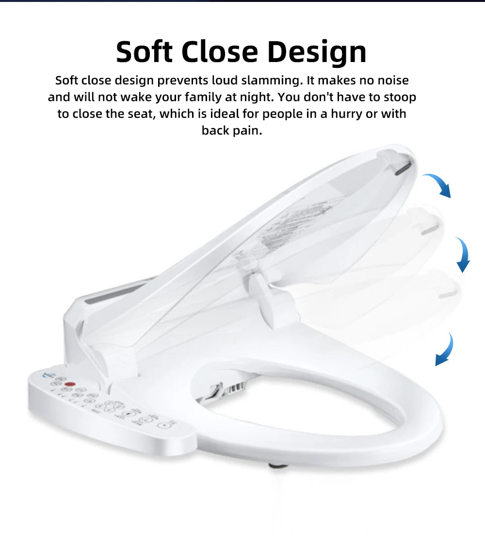 Smart Toilet Seat Cover - Water&Energy Saving, Instant Heating, Self-Cleaning, LED Night Light-Efficient Hygienic Bathroom Lid