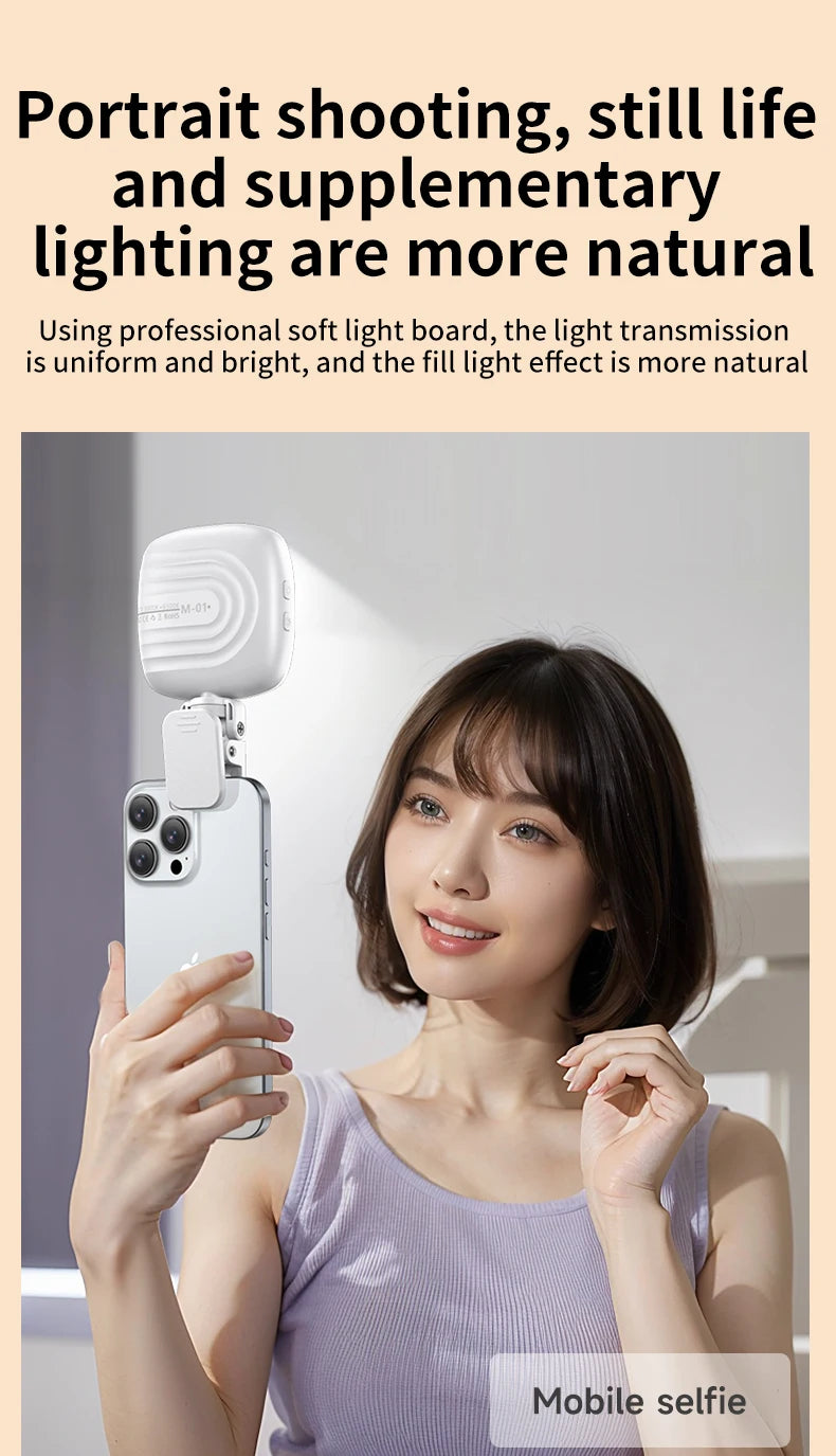 Portable LED Selfie Light - Rechargeable Video Lighting for Content Creation Tidesmit
