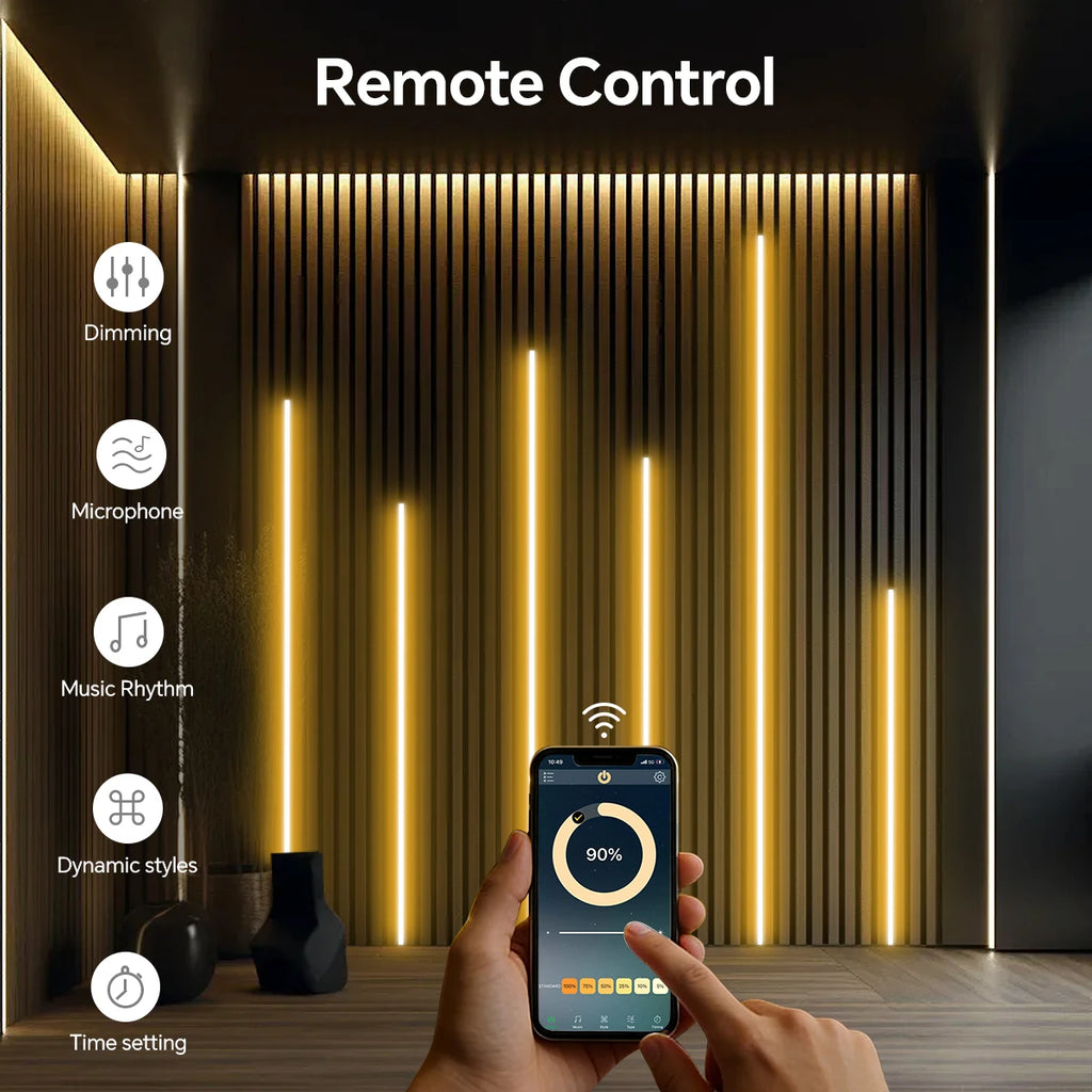 Bluetooth APP Control Self-Adhesive Neon COB LED Strip Light Bedroom Embedded Acoustic Wall Panel Decor Backlight LED Tape