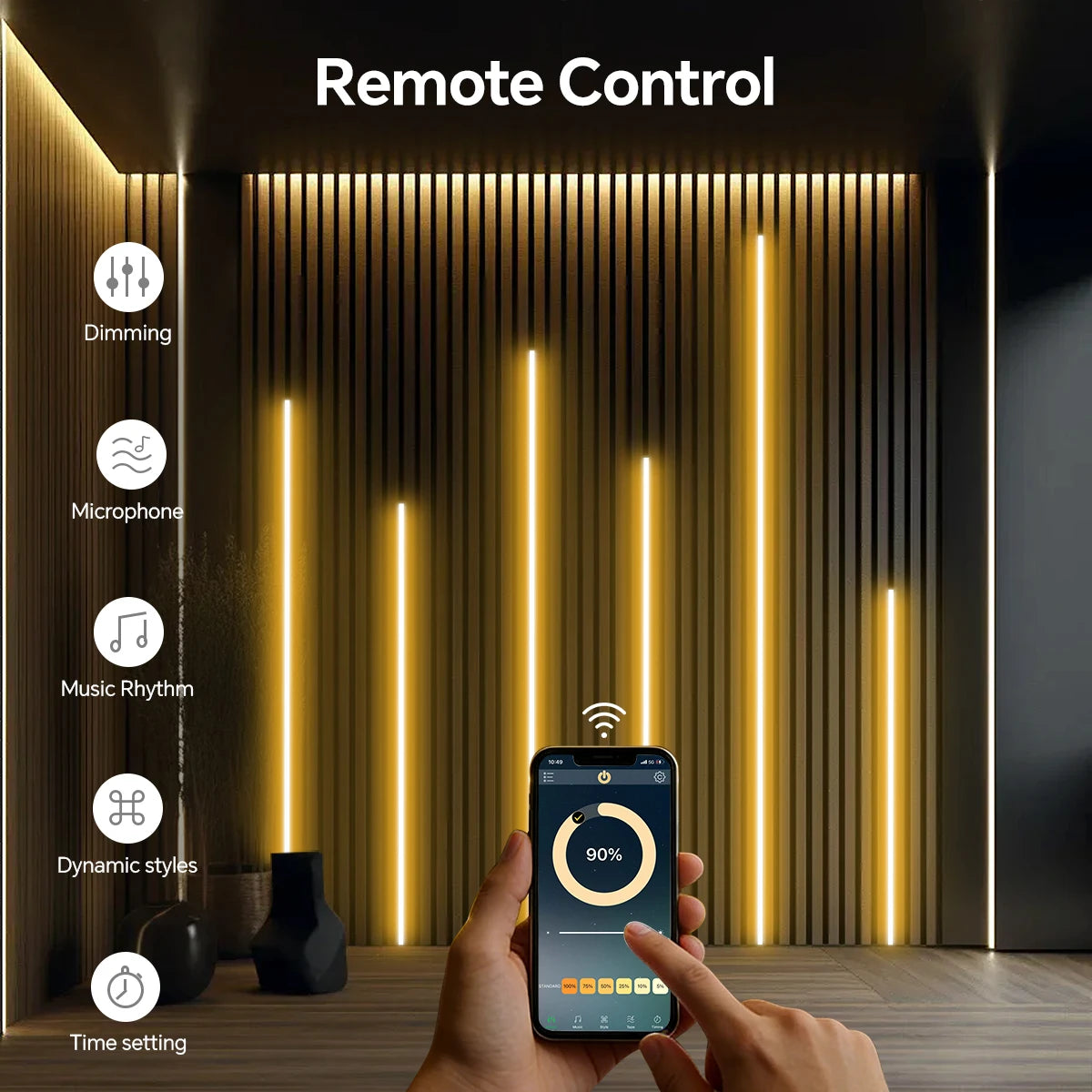 Bluetooth APP Control Self-Adhesive Neon COB LED Strip Light Bedroom Embedded Acoustic Wall Panel Decor Backlight LED Tape