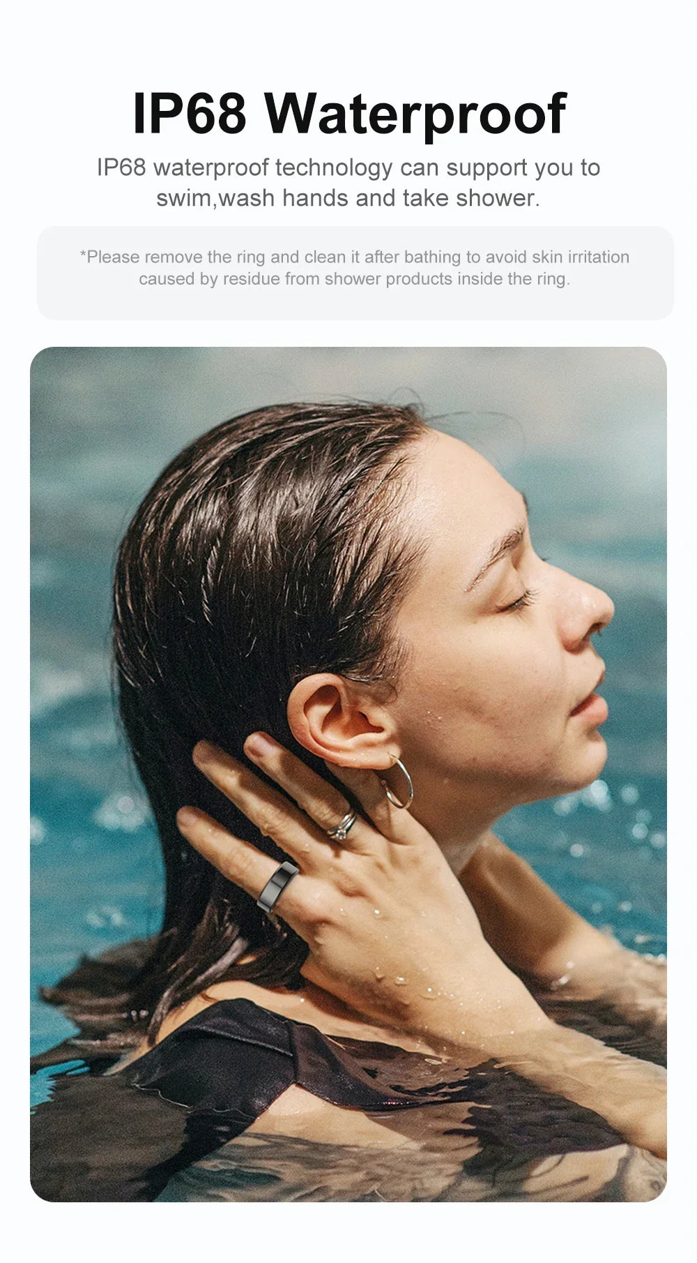 New Health Tracker Smart Ring, Heart Rate Blood Oxygen Monitoring Multi-sport Modes IP68 Waterproof for Men Women Sleep Fitness