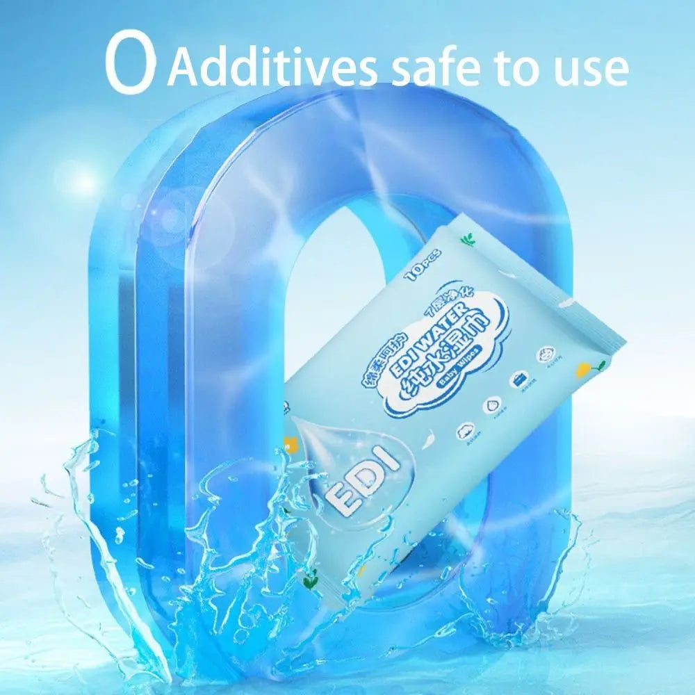 10Pcs/Pack New Spunlace Nonwoven Fabric Baby Wipes Portable EDI Pure Water Water Tissue Disposable Extractable Wet Wipes