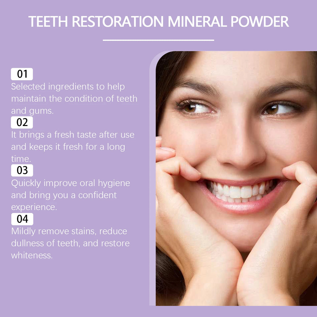 Tidesmit Teeth Restoration Mineral Powder for professional stain removal and fresh breath whitening treatment