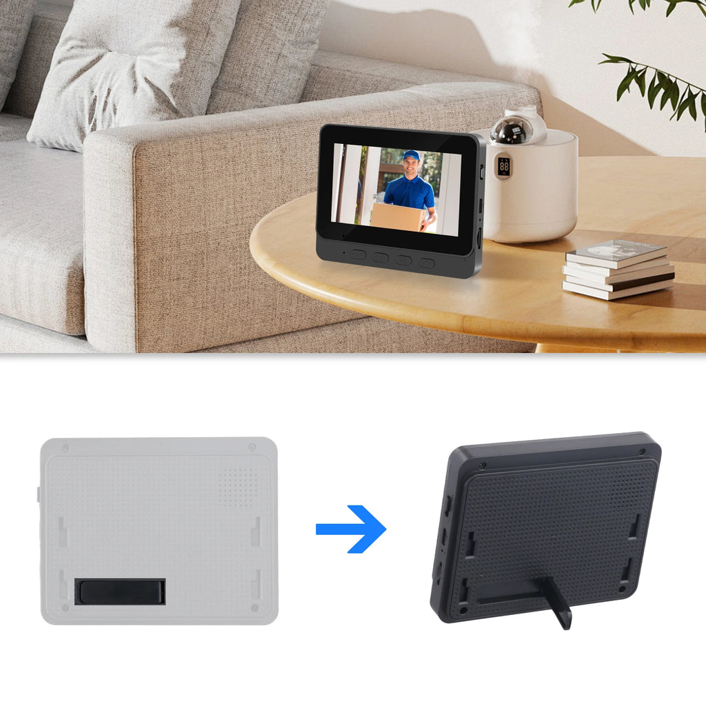 Podofo Wireless Video Doorbell with Screen 4.3'' IPS HD Smart Intercom 2.4G No WIFI Visible Doorbell Two-Way Talk Night Vision