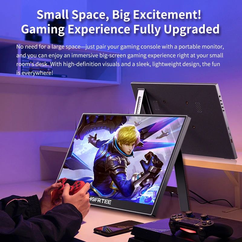 HGFRTEE 14.1 Inch Portable Monitor 1200P 16:10 Aspect Ratio 63%sRGB Second Screen for Laptop Gaming Compatible with Switch PS4/5