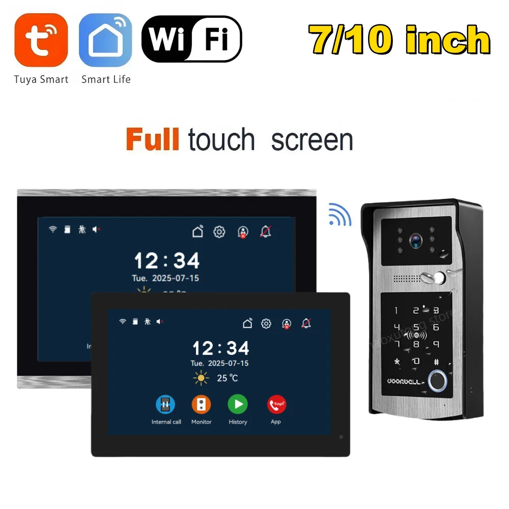 7/10 Inch Tuya Smart Wifi Video Apartment Intercom System 1080P Wireless Doorbell Camera Rfid Unlock Door Entry Intercom Doorman